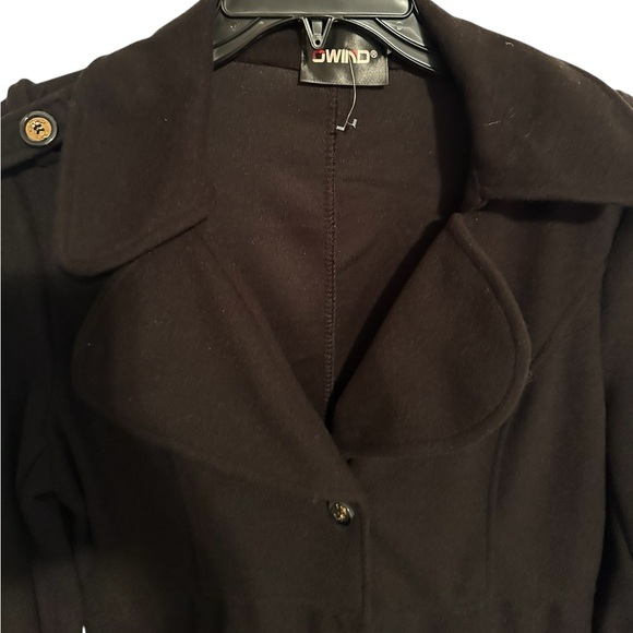 LONG FULL LENGTH TRENCH COAT XXL BLACK WITH GOLD NAUTICAL BUTTONS - Picture 7 of 7